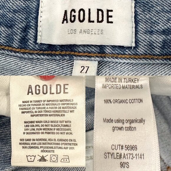 Agolde Light Blue Straight Leg Jeans - Picture 3 of 14